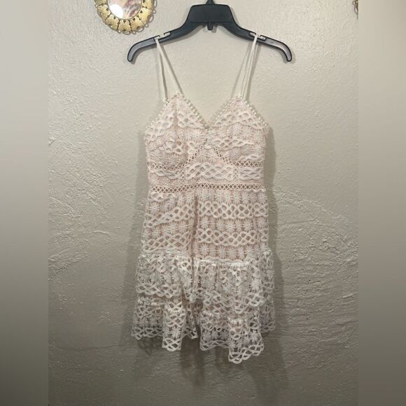 Net White Lace Cutout Dress - Picture 1 of 15